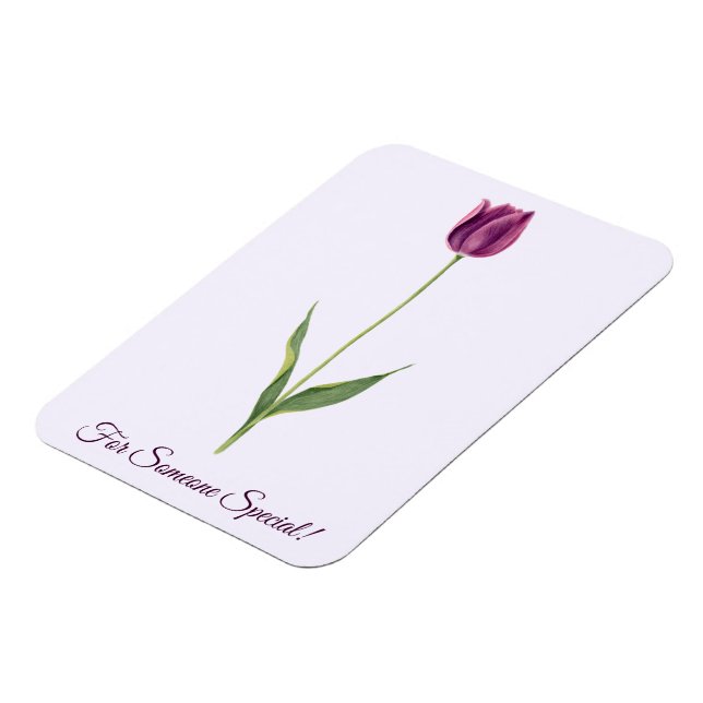 Imán Tulipán Morado Elegante Personalizado (Lado Izquierdo)