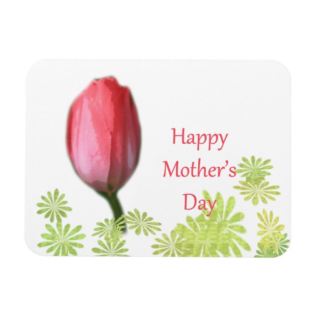 Imán tulipán rojo, feliz día de la madre (Horizontal)