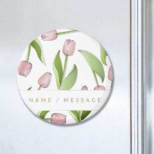 Imán Tulipán Rosa Botánico Moderno Personalizado