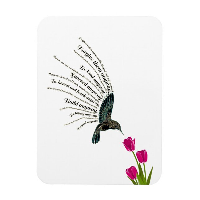 Imán Tulipanes de colibrí de oración inspiradora (Vertical)