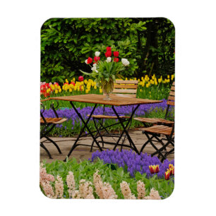 Imán Tulipanes de mesa en jardín, Jardines Keukenhof,