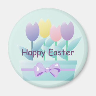 Imán Tulipanes de Pascua Feliz Mimbre de Primavera de P