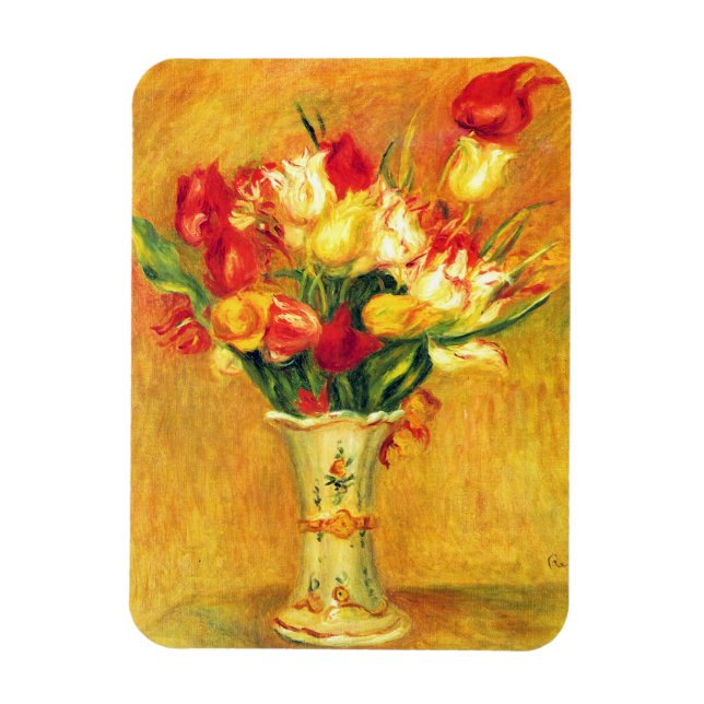 Imán Tulipanes de Pierre Renoir, arte del impresionismo (Vertical)