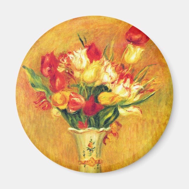 Imán Tulipanes de Pierre Renoir, arte del impresionismo (Frente)