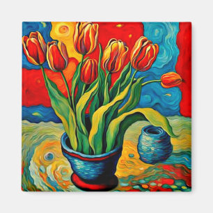 Imán Tulipanes en jarrón