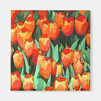 Imán Tulipanes Naranja retro
