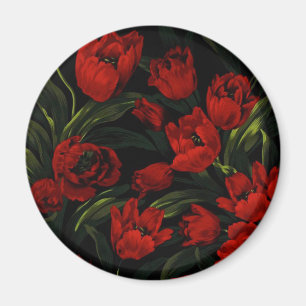 Imán Tulipanes rojos en negro