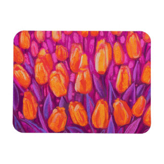 Imán Tulips Field Spring Flowers Naranja Arte Floral Ro