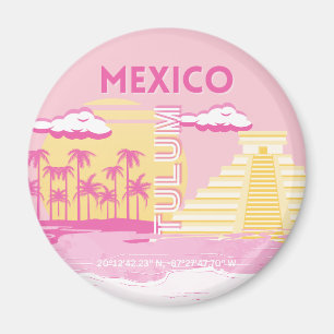 Imán Tulum, Arte de Viaje, Arte Preppy, Rosa