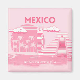 Imán Tulum, México, arte de viajes, arte rosa