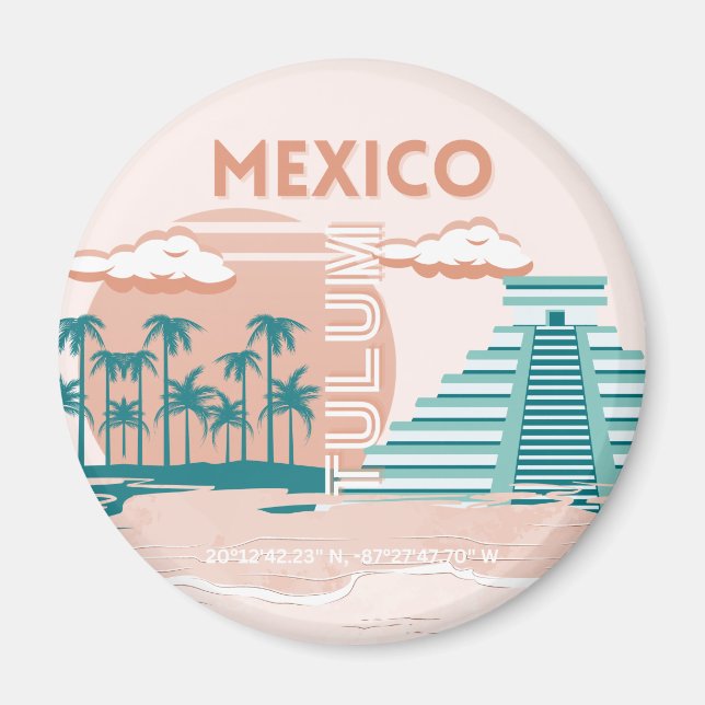 Imán Tulum, México, arte de viajes, retro (Frente)
