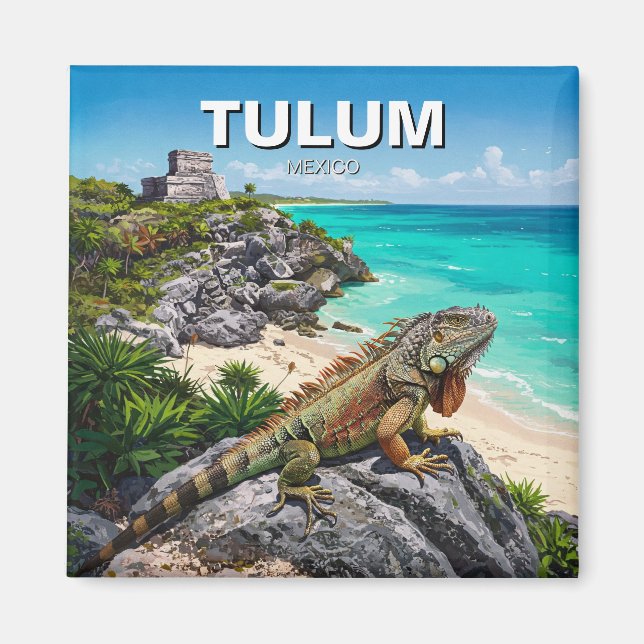 Imán Tulum Mexico Viaja Iguana (Frente)