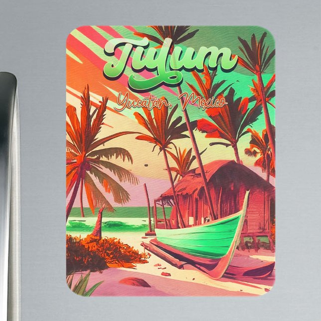 Imán Tulum Yucatán México Beach Watercolor Sunset (Subido por el creador)