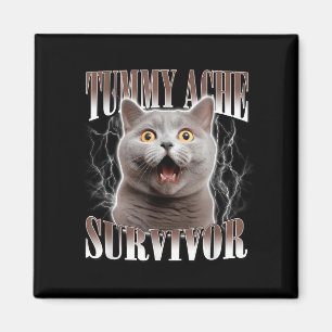Imán Tummy Ache Survivor Cat Meme Cita Graciosa Que Dic