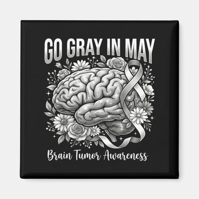 Imán Tumor cerebral conciencia lleva gris en mayo fuert (Frente)