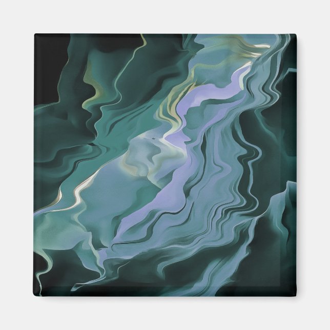 Imán Turbulencia azul Pour Acrílico Resumen de arte (Frente)