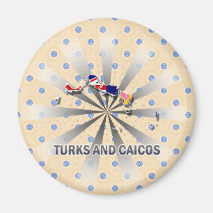 Imán Turcos y mapa 2,0 de la bandera de Caicos