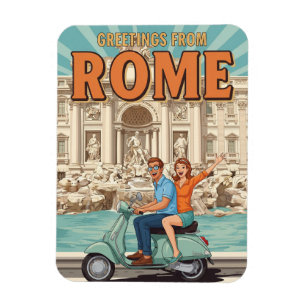 Imán Turistas en Vespa en Roma Italia Tarjeta postal
