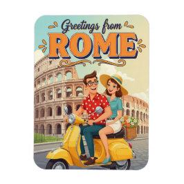 Imán Turistas en Vespa en Roma Italia Tarjeta postal