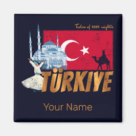 Imán Türkiye Istanbul Vintage Flag Turkey Souvenir