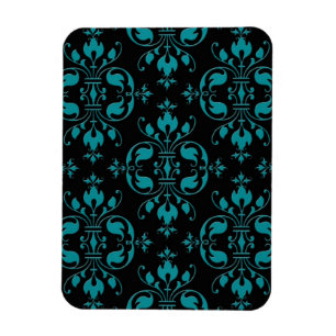 Imán Turquesa Elegante sobre Damasco Negro