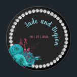 Imán Turquesa floral y elegante Diamante de imitación m<br><div class="desc">Hermoso diseño floral turquesa y mauve elegante de bodas - temática completamente boda de personalizable para completar el día de sus sueños!</div>