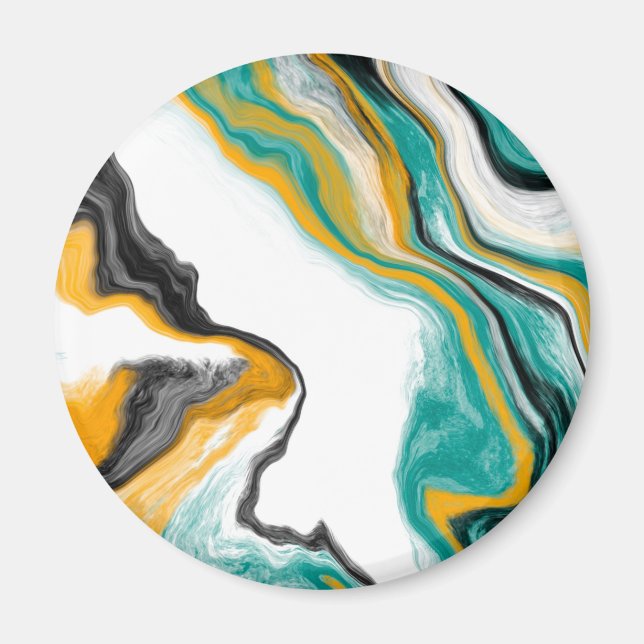 Imán Turquesa, Oro, Marble Fluid Art (Frente)