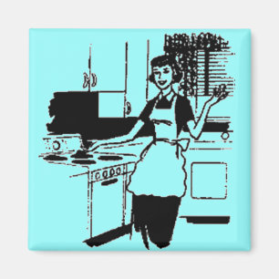Imán Turquesa Retro 50 ama de casa en la cocina
