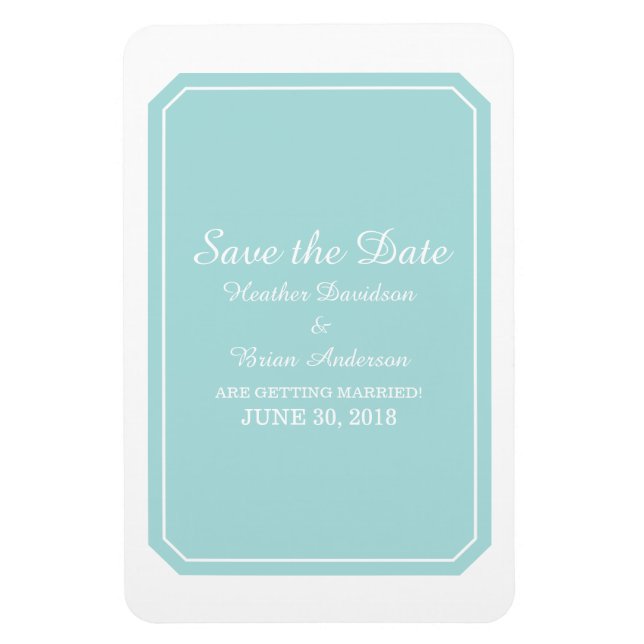 Imán Turquesa simplemente elegante salva la fecha (Vertical)