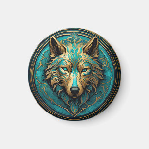 Imán Turquesa y lobo de oro