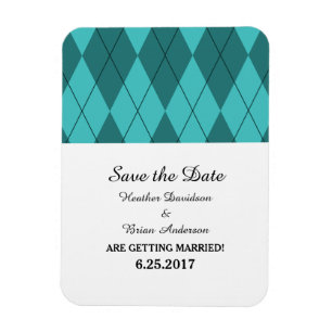 Imán Turquoise Argyle Save the Date Flexi Magnet