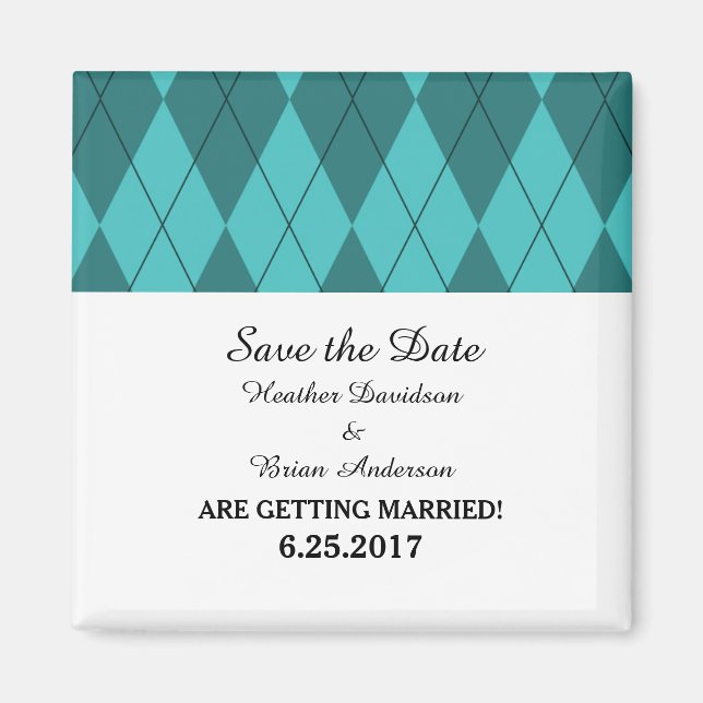 Imán Turquoise Argyle Save the Date Magnet (Frente)