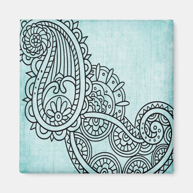 Imán Turquoise Mehndi Motif Magnet (Frente)