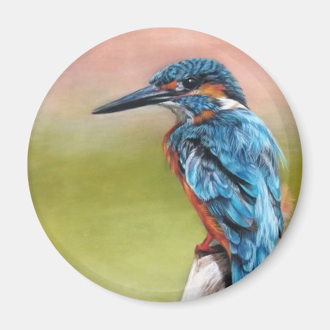 Imán Turquoise Morning Kingfisher Bird (Frente)