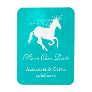Imán Turquoise Unicorn Guarda La Fecha Magnet