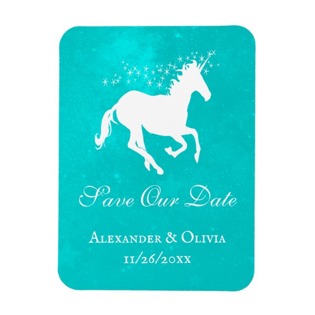 Imán Turquoise Unicorn Guarda La Fecha Magnet (Vertical)