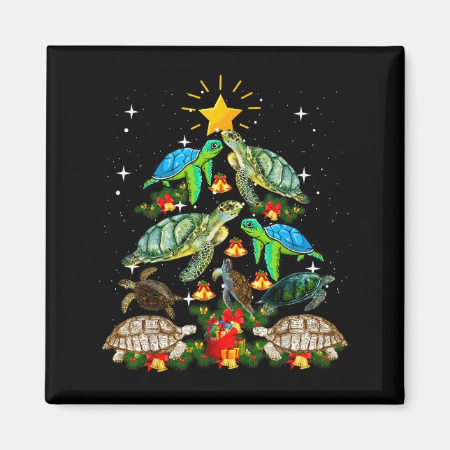 Imán Turtle Christmas Tree Shirt  (Frente)
