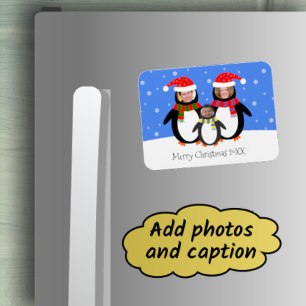 Imán Tus fotos de las navidades de los pingüinos de inv