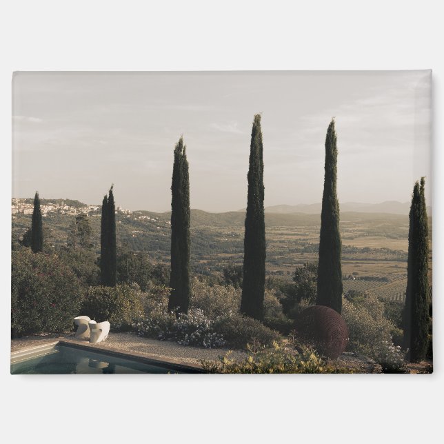 Imán Tuscan landscape hidden behind cypresses (2024) (Anverso)