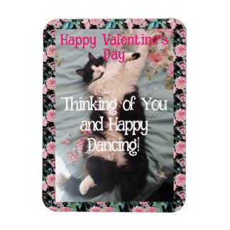 Imán Tuxedo Cat Cute Funny Valentines Day Happy Dance