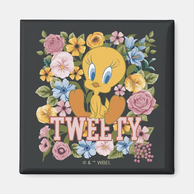 Imán TWEETY™ Bordado Floral Gráfico (Frente)