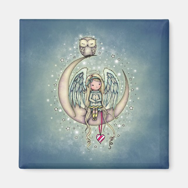 Imán Twinkle Little Angel and Owl Illustrated Art (Frente)