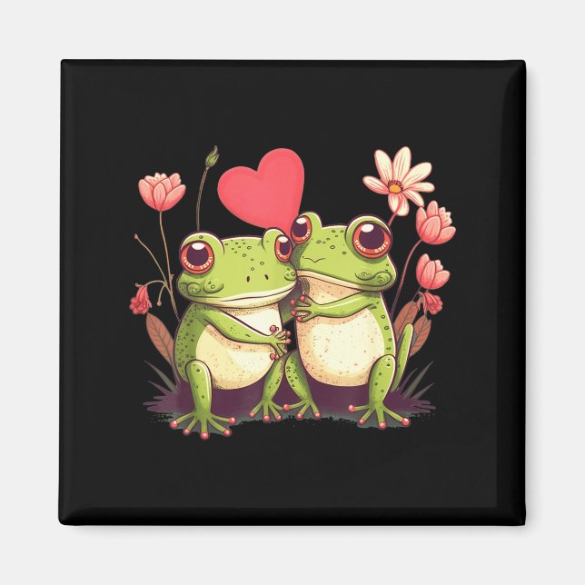 Imán Two Frogs Valentines Day Love On Couple Frog  (Frente)