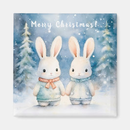 Imán Two rabbits in the Christmas forest