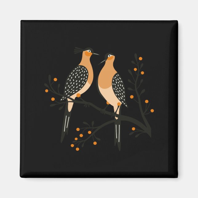 Imán Two Turtle Doves Cut Out Stencil Retro Style 7 Bab (Frente)