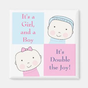 Imán Twyboy Chica Blue Pink Baby Magnet