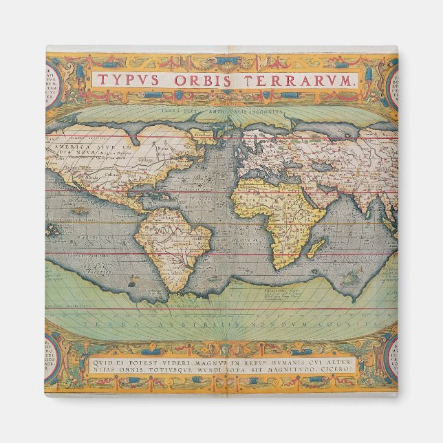 Imán Typus Orbis Terrarum, mapa del mundo (Frente)