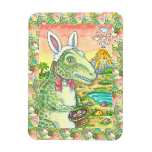 IMÁN TYRANNOSAURUS, CUTE T-REX, EASTER BUNNY DINO