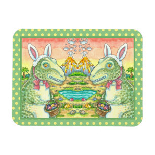 IMÁN TYRANNOSAURUS, CUTE T-REX, EASTER BUNNY DINO