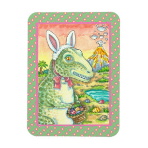 IMÁN TYRANNOSAURUS, CUTE T-REX, EASTER BUNNY DINO